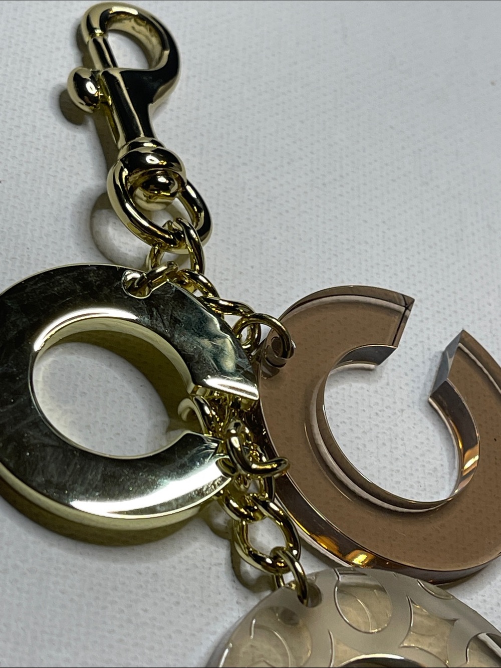 Coach Multi-Tone 'C' Charm Keychain with Gold Hardware - Picture 3 of 5